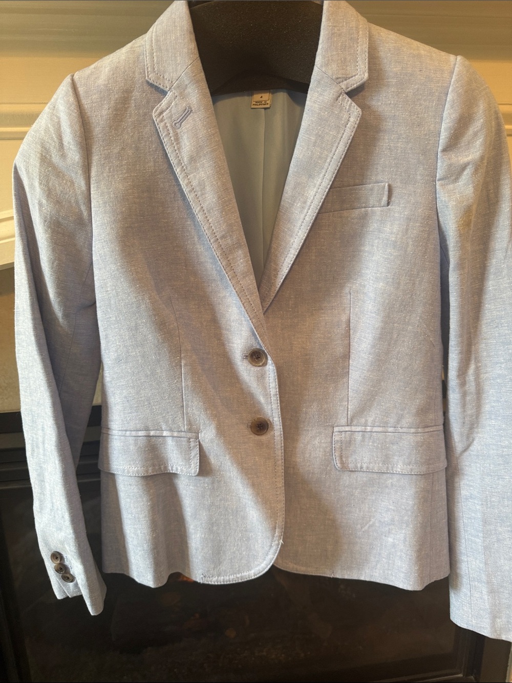 J. Crew Light Blue Women's Blazer with Coral Accent Nails